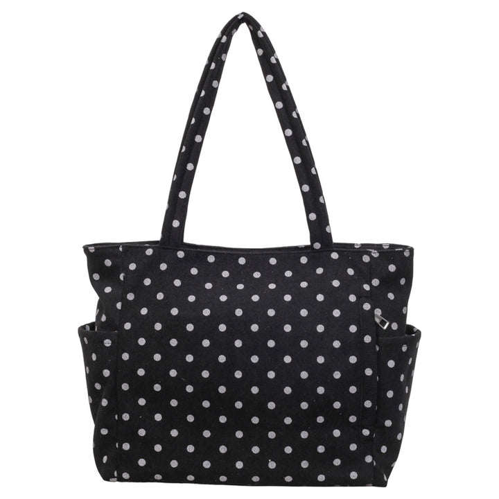 Spacious Polka Dot Canvas Tote Bag
