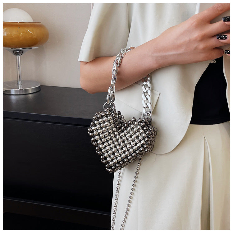 Heart-Shaped Beaded Evening Clutch