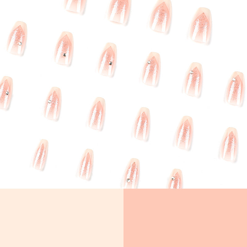 Elegant Artificial Nails with Glitter and Romantic French Tip Kalsten