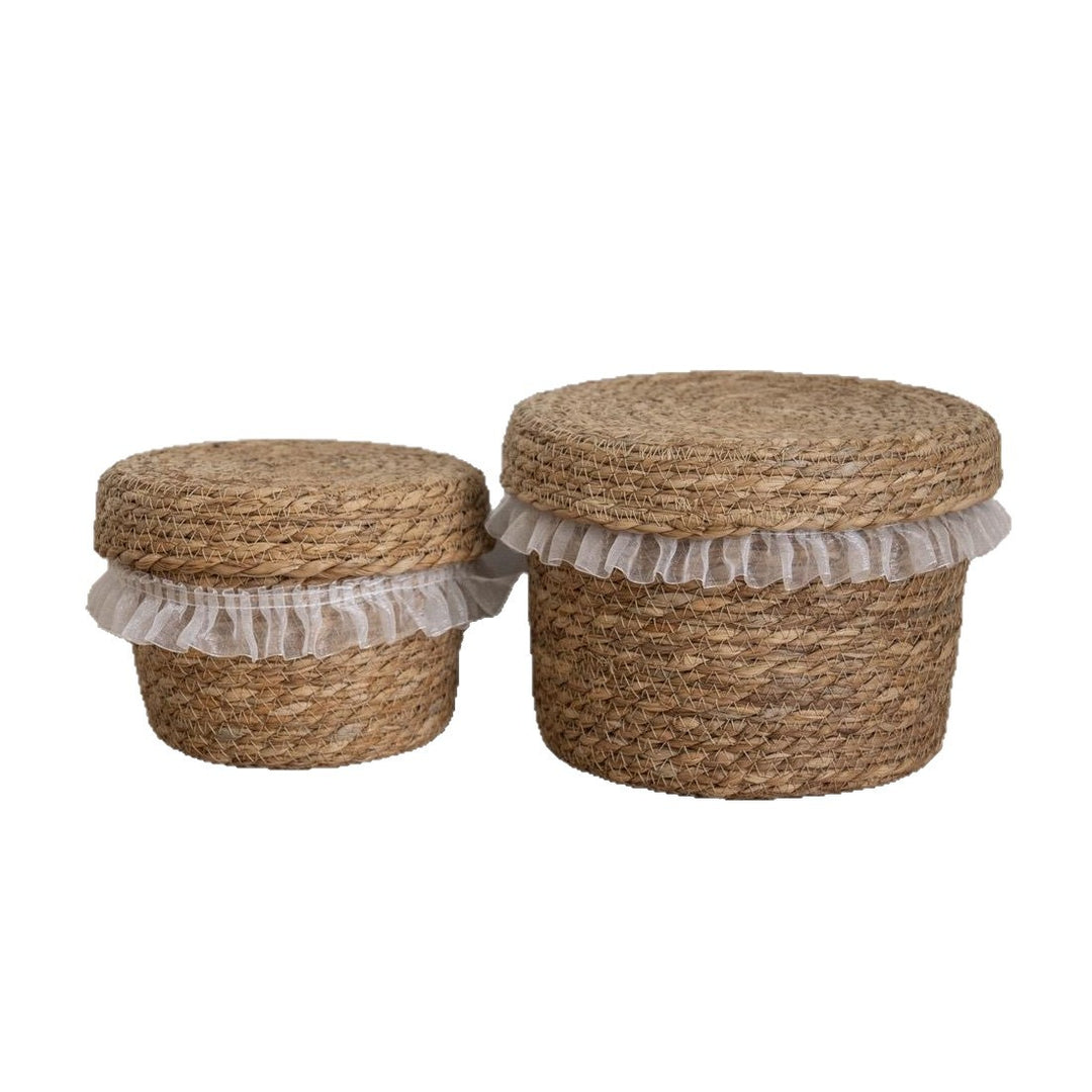 Natural fiber storage basket with ruffled edge Kalsten