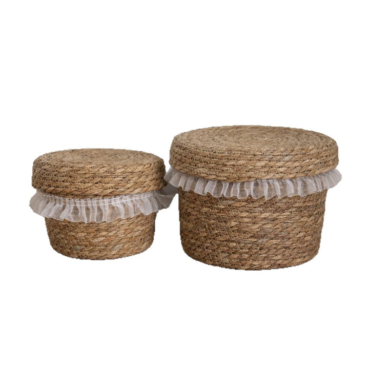 Natural fiber storage basket with ruffled edge Kalsten