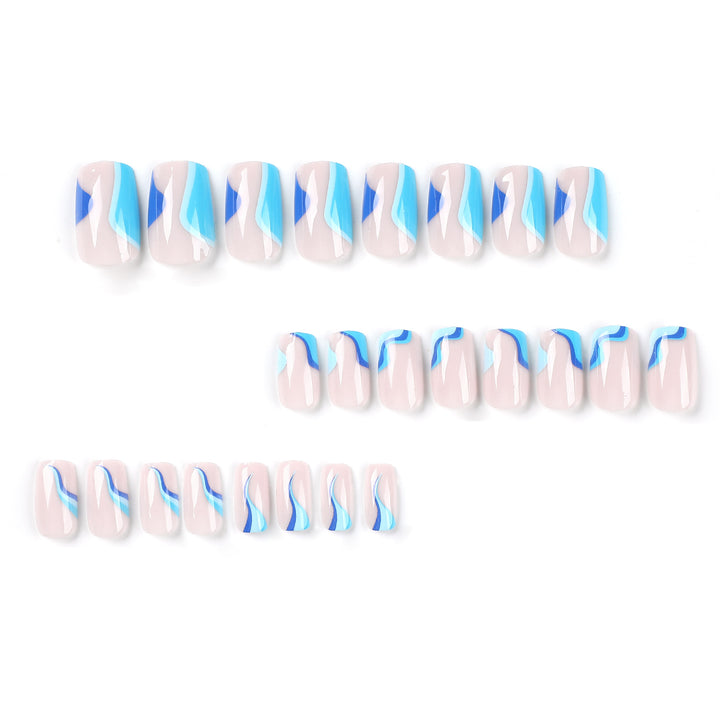 Artful nail extensions with maritime wave pattern Kalsten