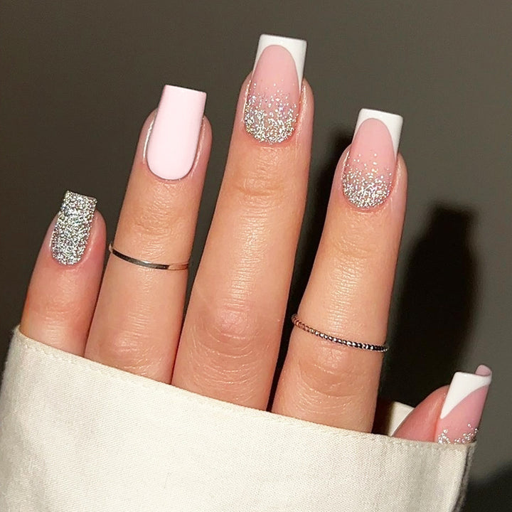 Elegant Press-On Nail Set with Glittering Tips Kalsten