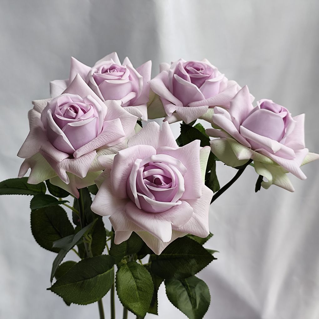 Lifelike Artificial Rose Stem with Green Foliage