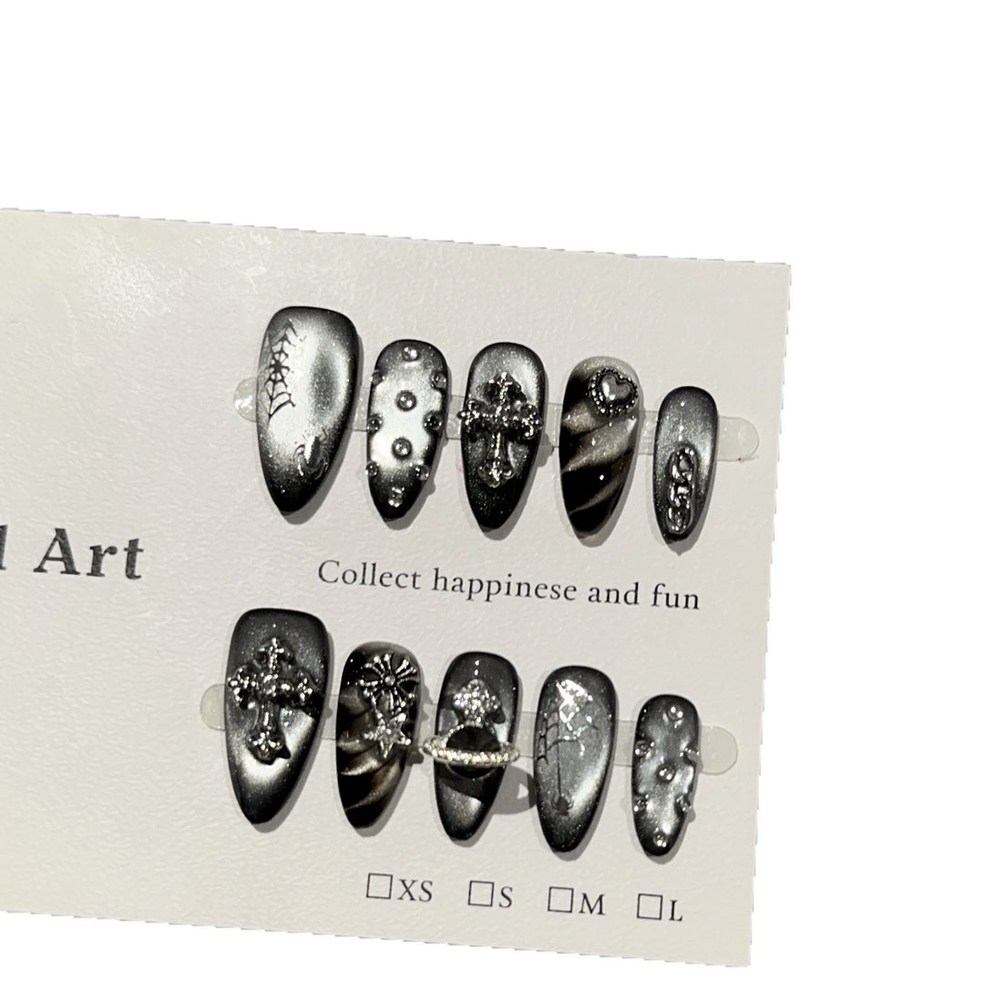 Gothic-Themed Press-On Nail Art Set