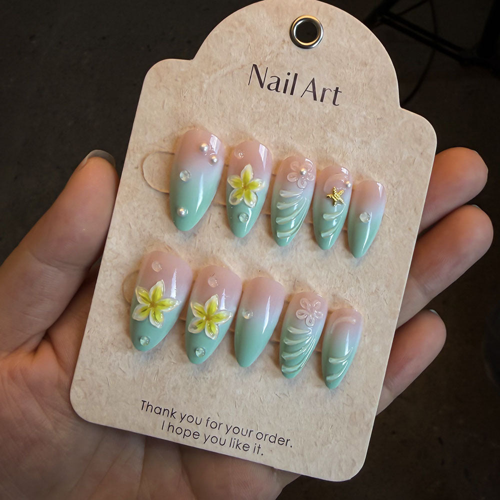 Floral-Accent Press-On Nail Art Kit Kalsten