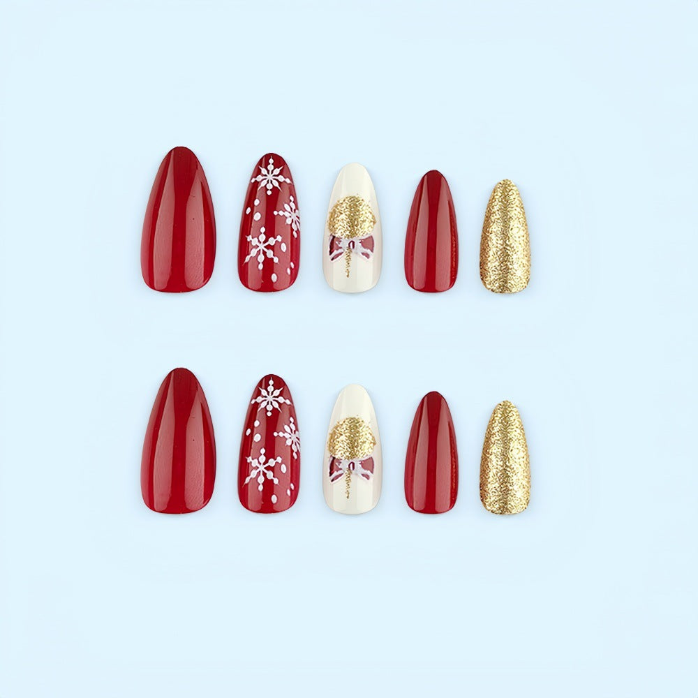 Glamorous artificial nails in festive Christmas design Kalsten