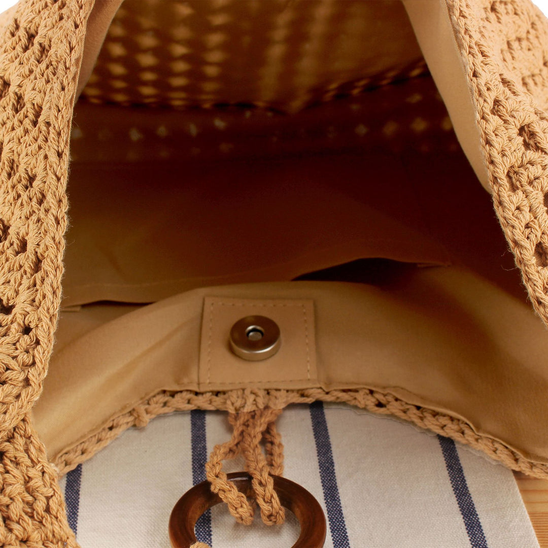 Handbag made of hand-knotted natural material with chic tassel decoration Kalsten