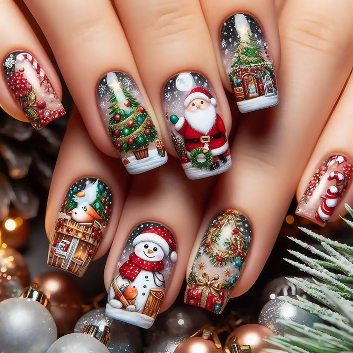 Festive artificial nails with Christmas motifs Kalsten