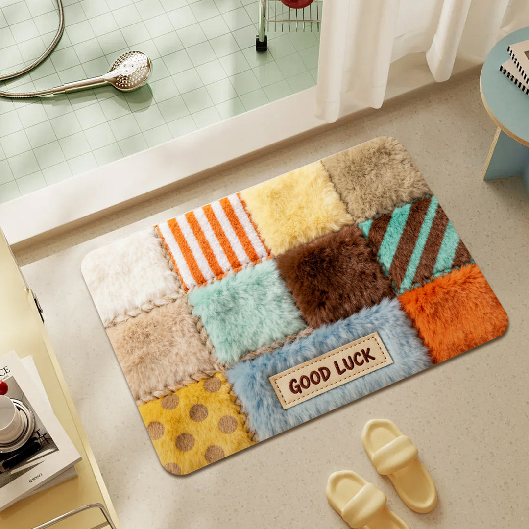 Plush Patchwork Bath Mat