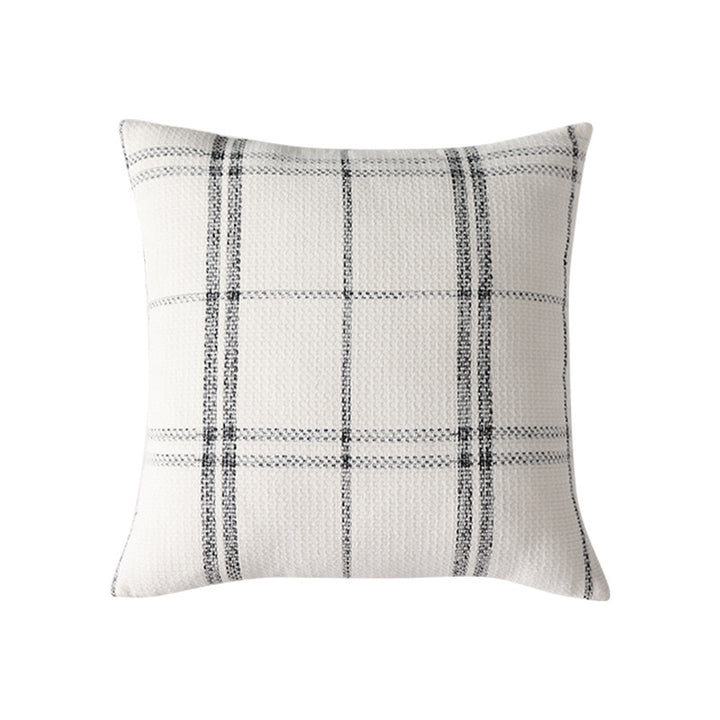 Rectangular woven cushion cover with checkered texture pattern and concealed zipper Kalsten
