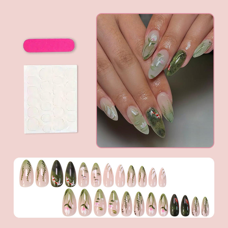 Artificial nail set with intricate floral design and elegant details Kalsten