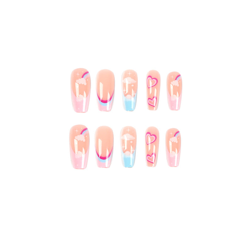 Artificial nail art with rainbow design Kalsten