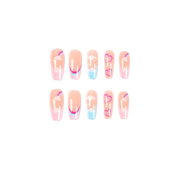 Artificial nail art with rainbow design Kalsten