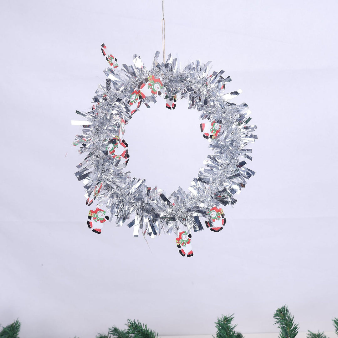 Shiny Christmas wreath with festive designs