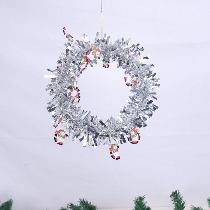 Shiny Christmas wreath with festive designs