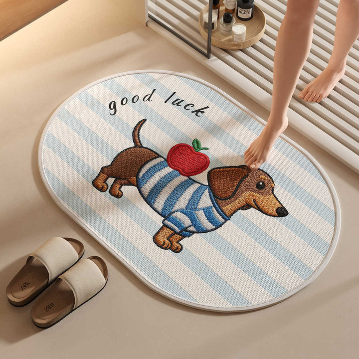 Embroidered Dog-Themed Bath Mat