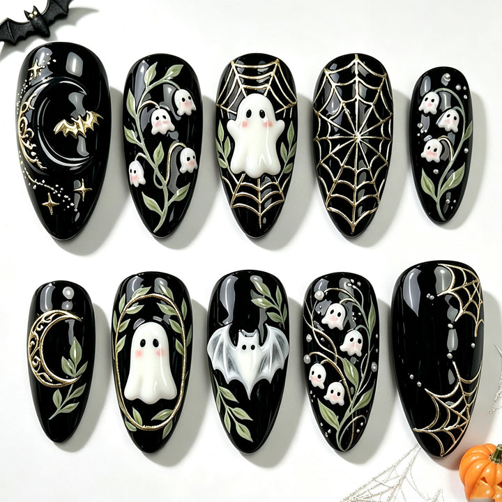Gothic-Themed Press-On Nail Art