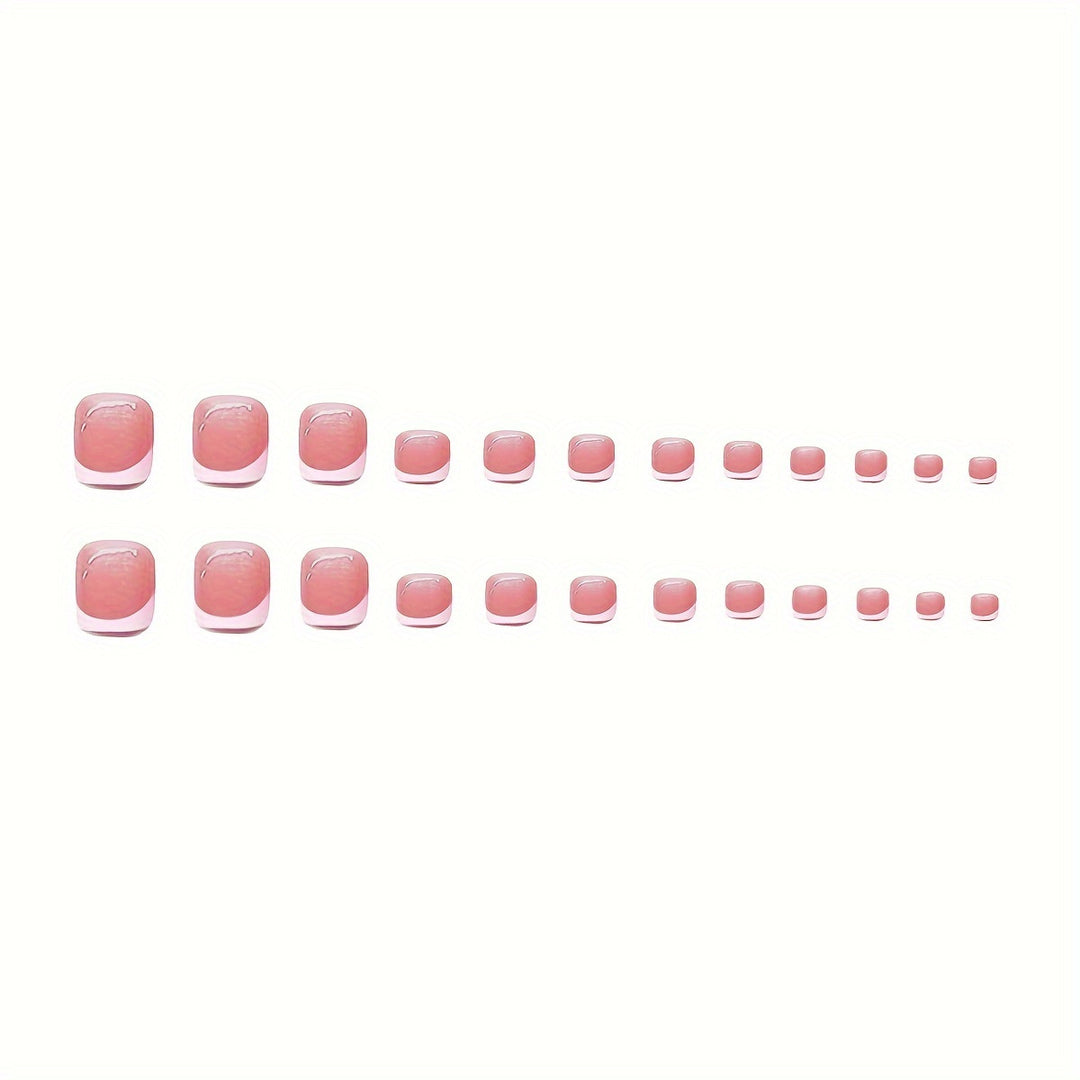 Artistic French Tip Press-On Nail Set with Transparent Design Kalsten