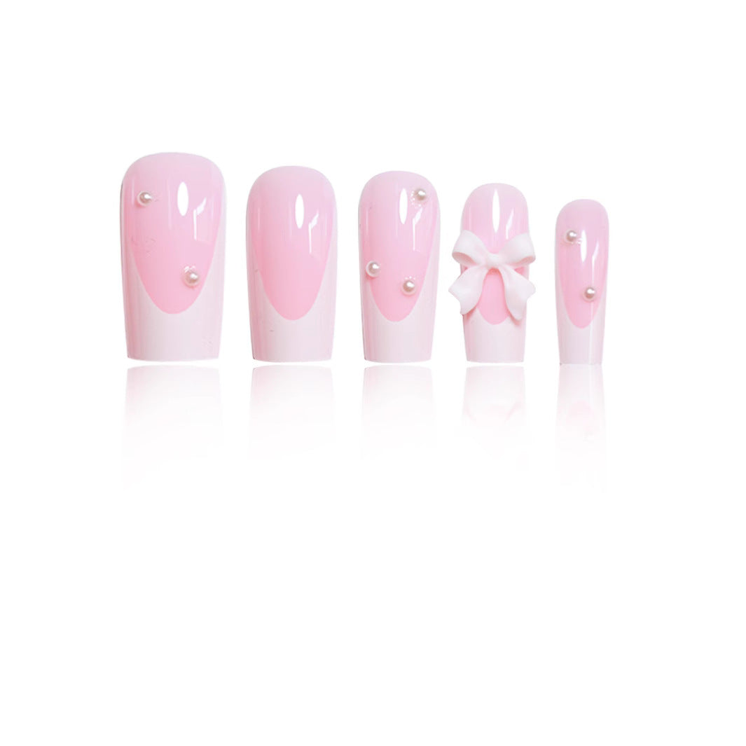 Decorative Press-On Nail Art with Bow Details Kalsten