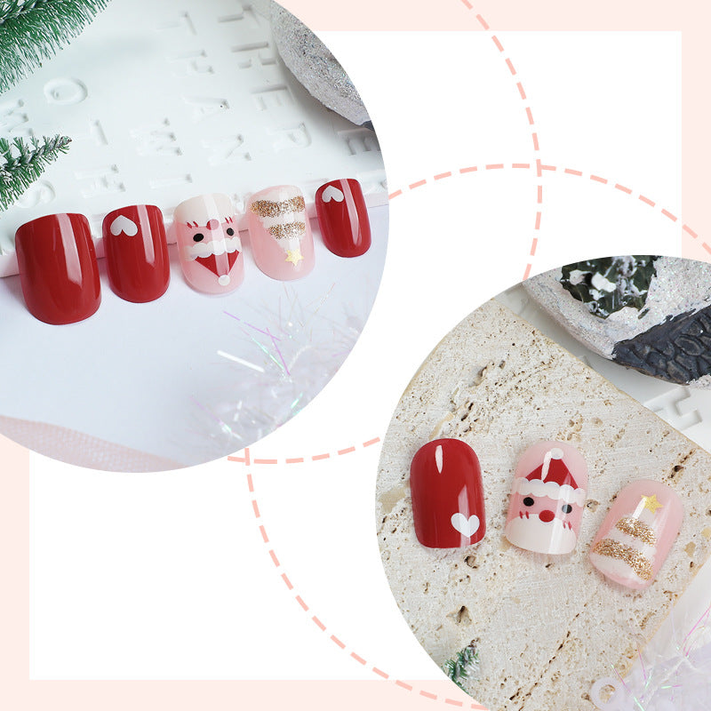 Holiday-Themed Press-On Nail Set with Fun Santa and Heart Designs Kalsten