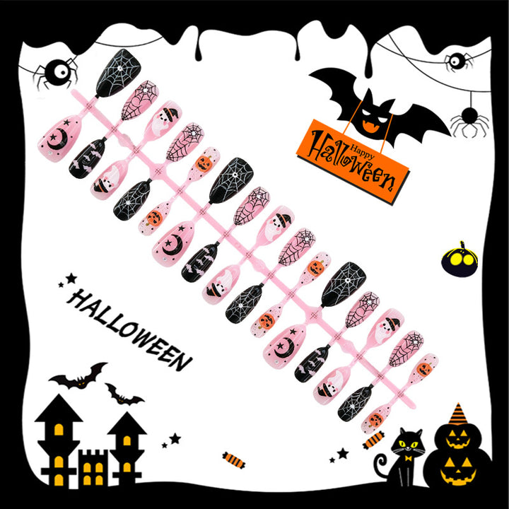 Halloween Artificial Nail Set with Creative Ghost and Spider Designs Kalsten