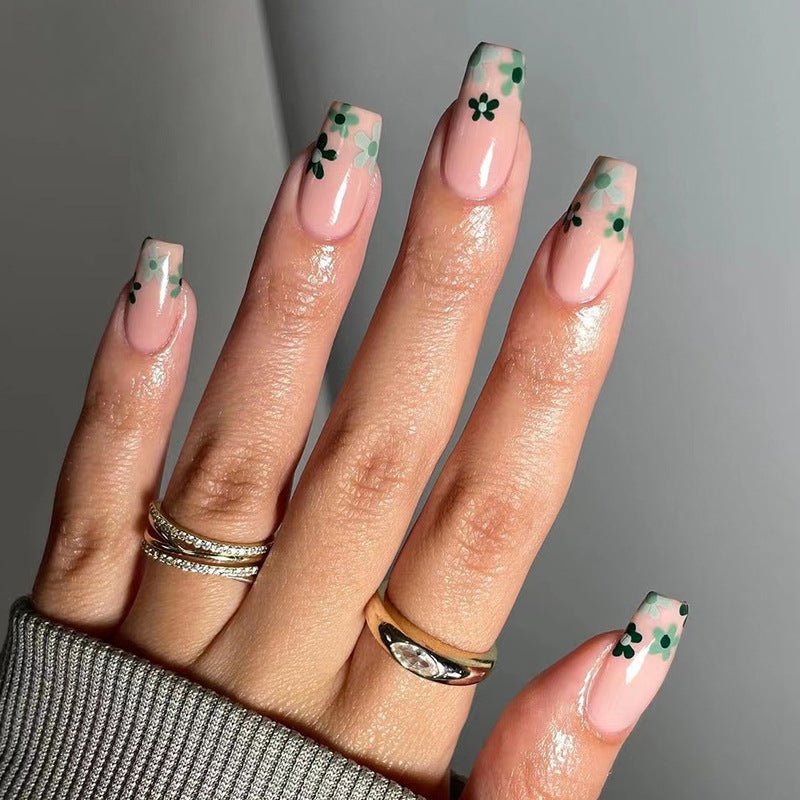 Artful Nail Extensions with Floral Design Kalsten