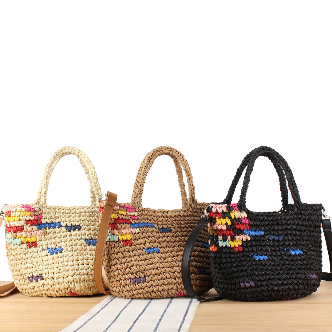 Handbag Made from Handcrafted Natural Material with Colorful Accent Kalsten
