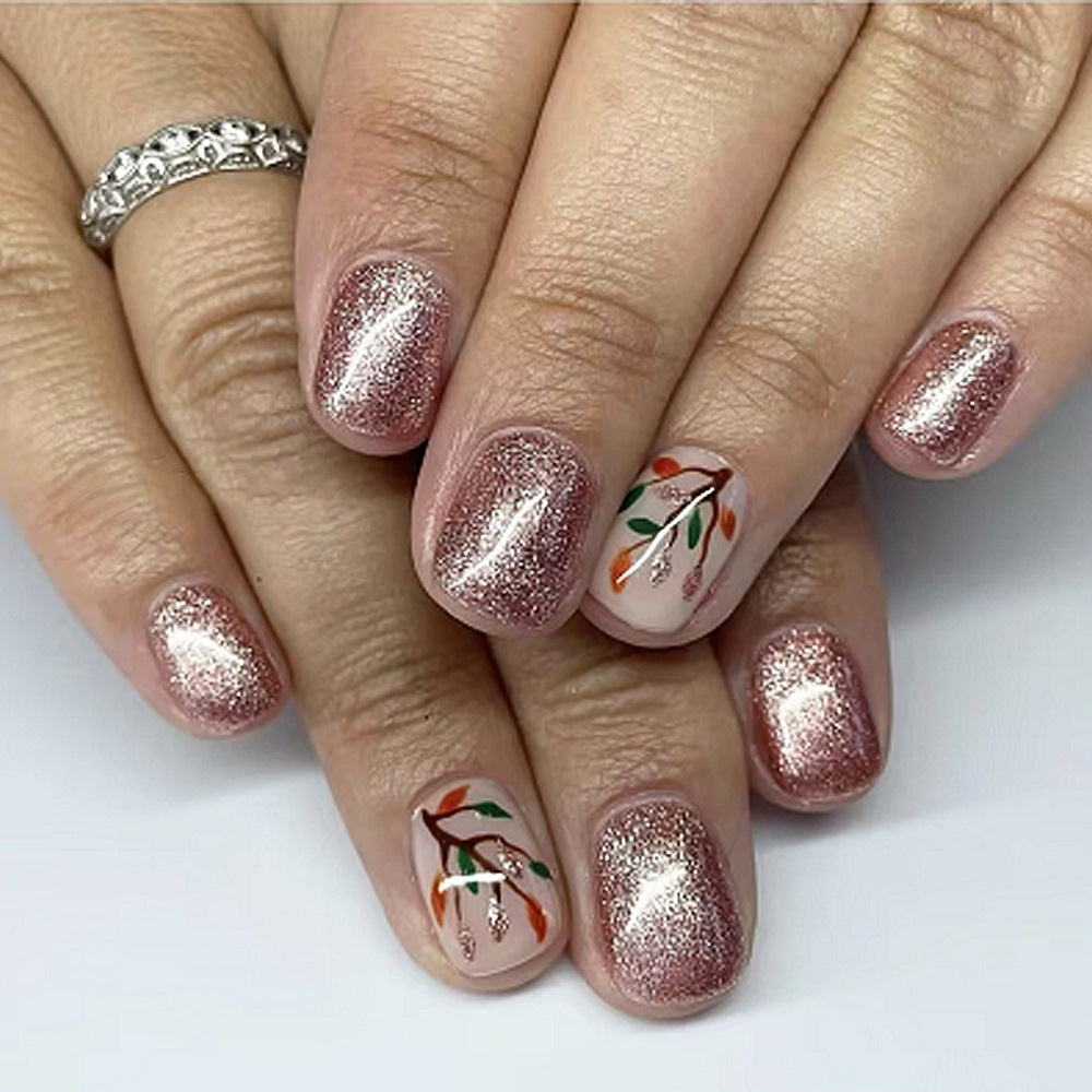 Glittery Floral Nail Art Design Kalsten