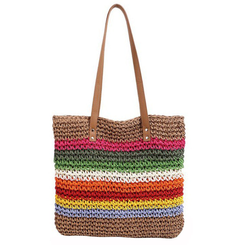 Handcrafted Tote Bag Made from Sustainable Materials with Colorful Stripes Kalsten