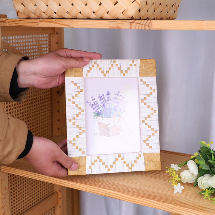 Rustic Frame Made of Woven Rattan Kalsten
