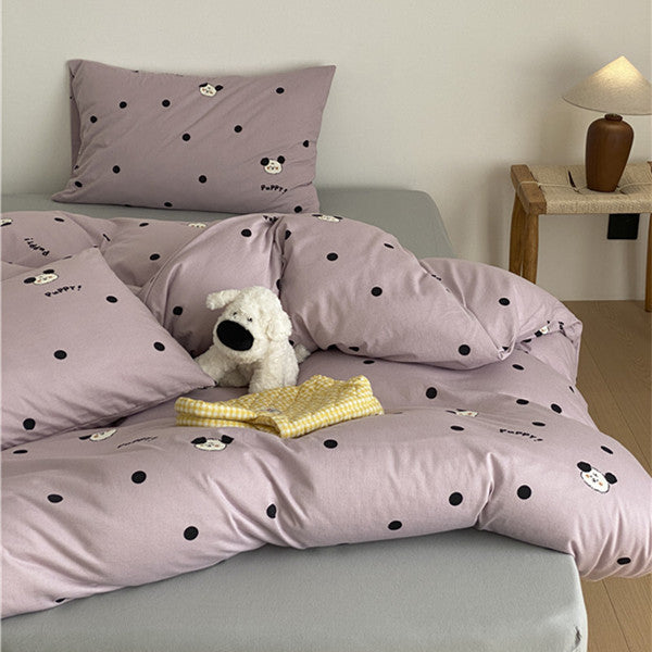 Children's bedding set with cute car bear design made of soft cotton blend