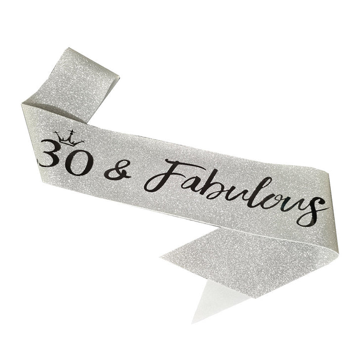 Ladies Glittering Birthday Sash with Festive Print Kalsten