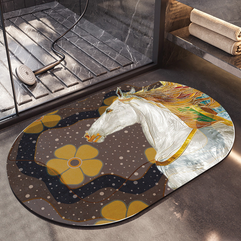 Artistic Horse-Themed Bath Mat Kalsten