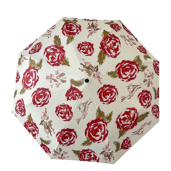 Women's Automatic Folding Umbrella with Floral Pattern Kalsten