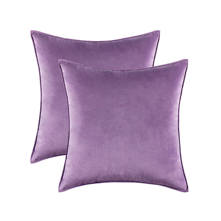 Plush Velvet Square Decorative Pillow Cover Pair with Knife-Edge Seam and Hidden Zipper