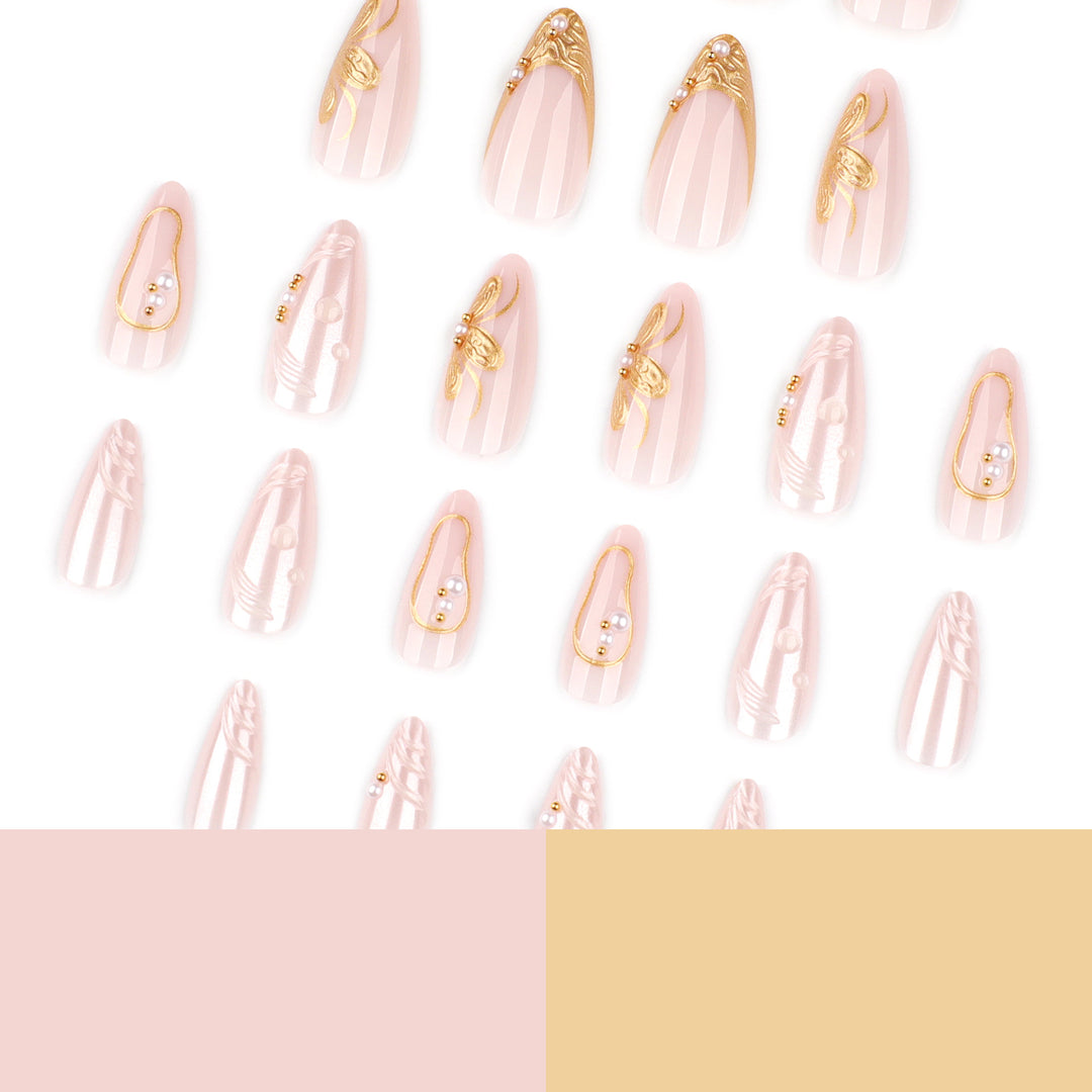 Elegant artificial nails with flower and glitter accents Kalsten