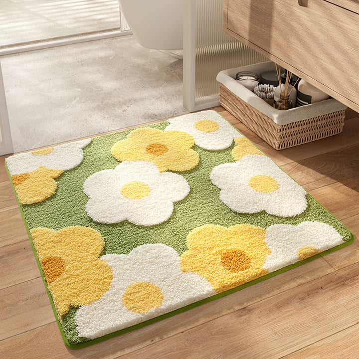 Floral Patterned Plush Bath Mat Kalsten