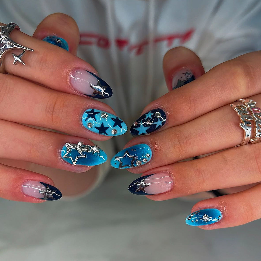 Artificial fingernails with Starlit design and glitter accents Kalsten