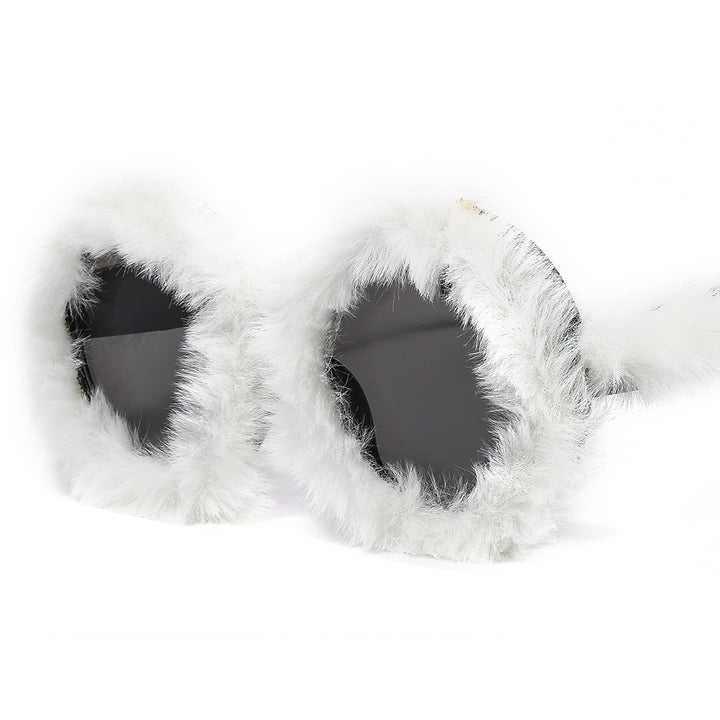 Ladies eye-catching oversized sunglasses with a unique fur touch Kalsten