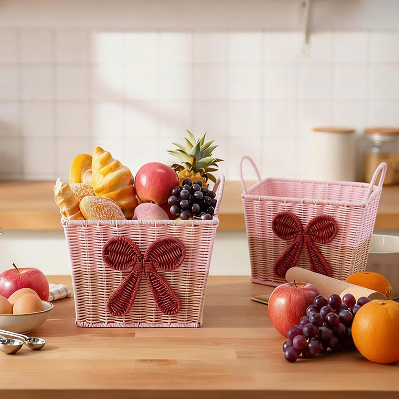 Decorative Woven Storage Basket with Bow Design Kalsten
