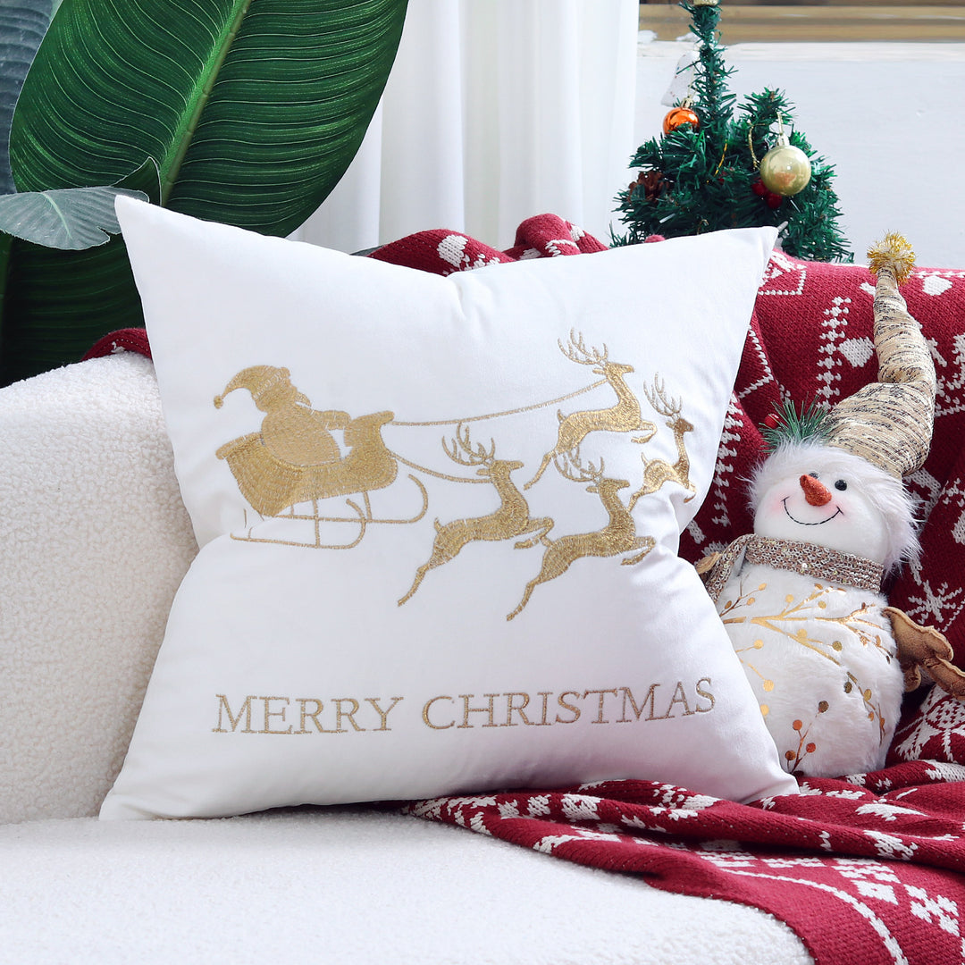 Decorative Holiday Throw Pillow with Deer Silhouette