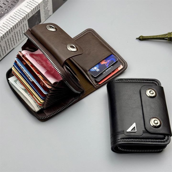Compact RFID-Blocking Leather Wallet