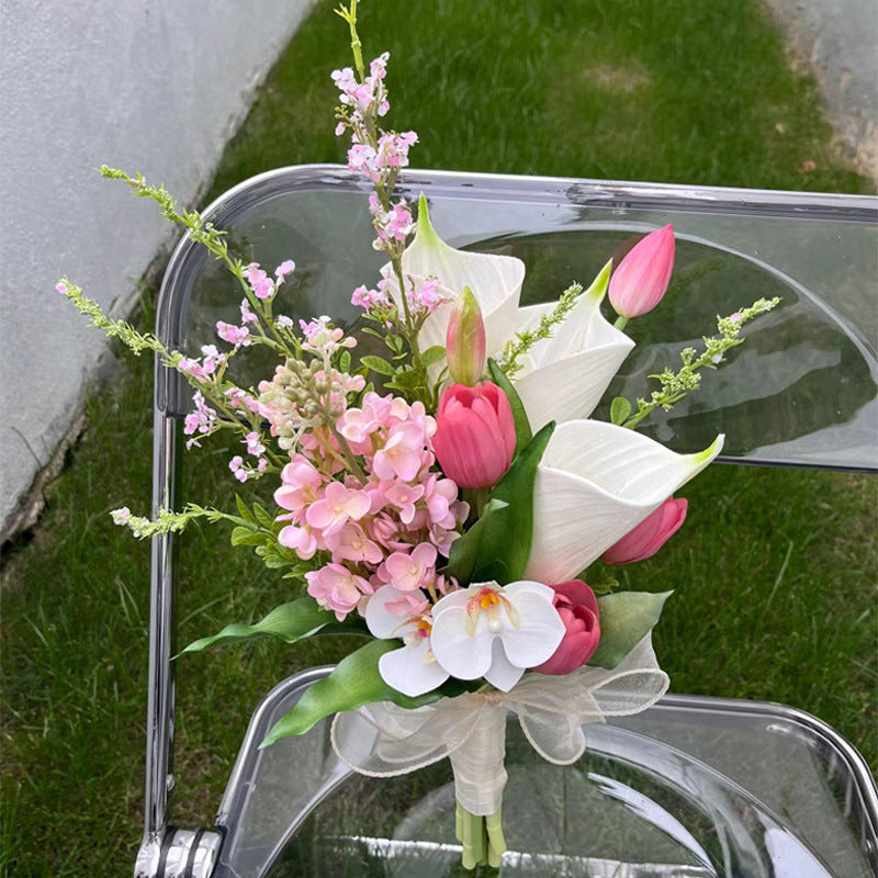 Artificial Flower Bouquet with Tropical Greenery