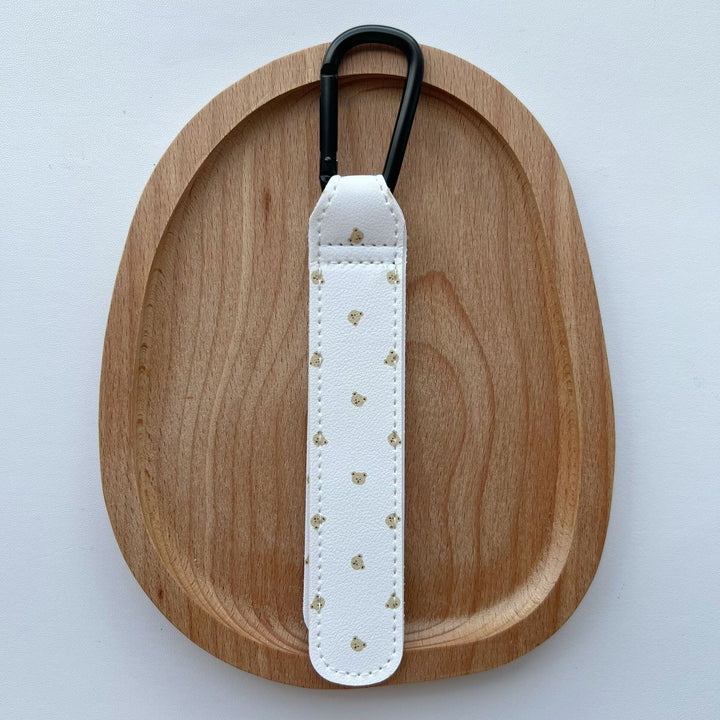 Printed Faux Leather Strap Key Ring with Carabiner Clip
