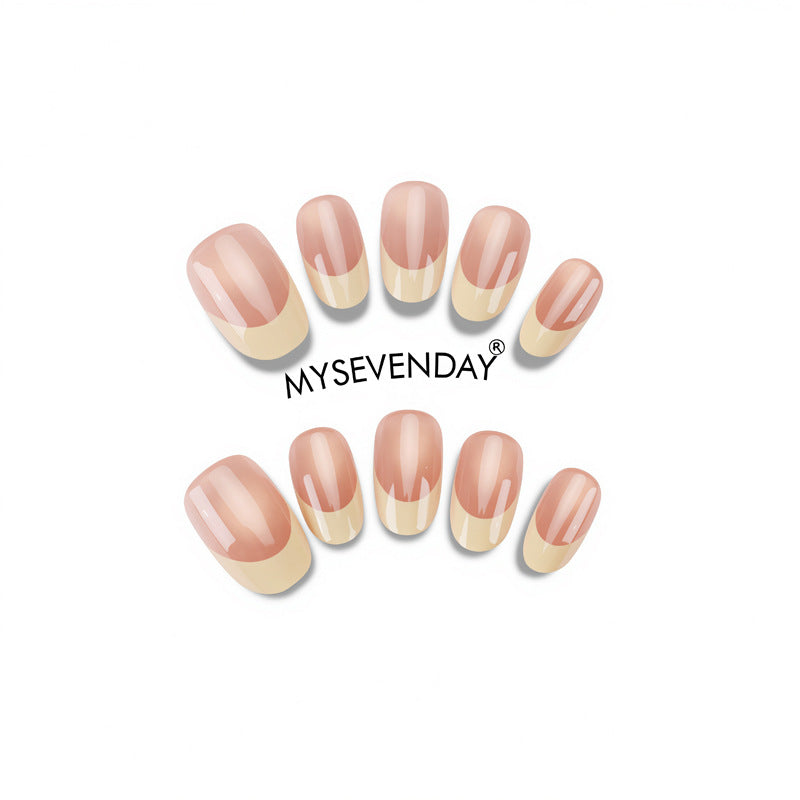 Glossy French Tip Press-On Nails Kalsten