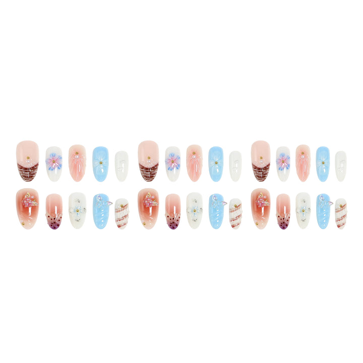 High-quality artificial nail set with artistic flower decoration Kalsten