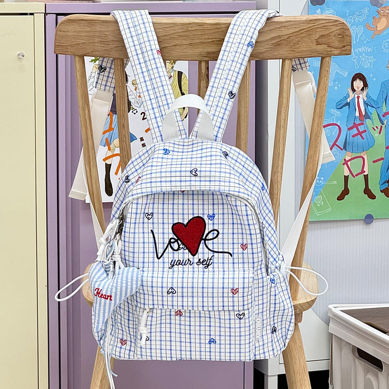 Embroidered Heart-Themed Casual Backpack Kalsten