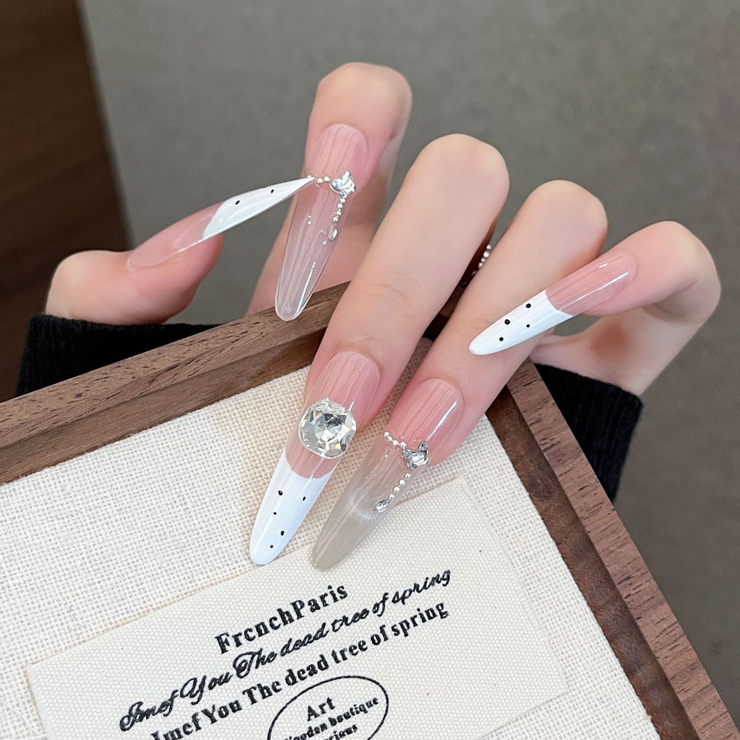 Decorative Press-On Nails with Gem Accents Kalsten