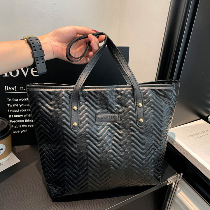 Textured Herringbone Pattern Tote Bag